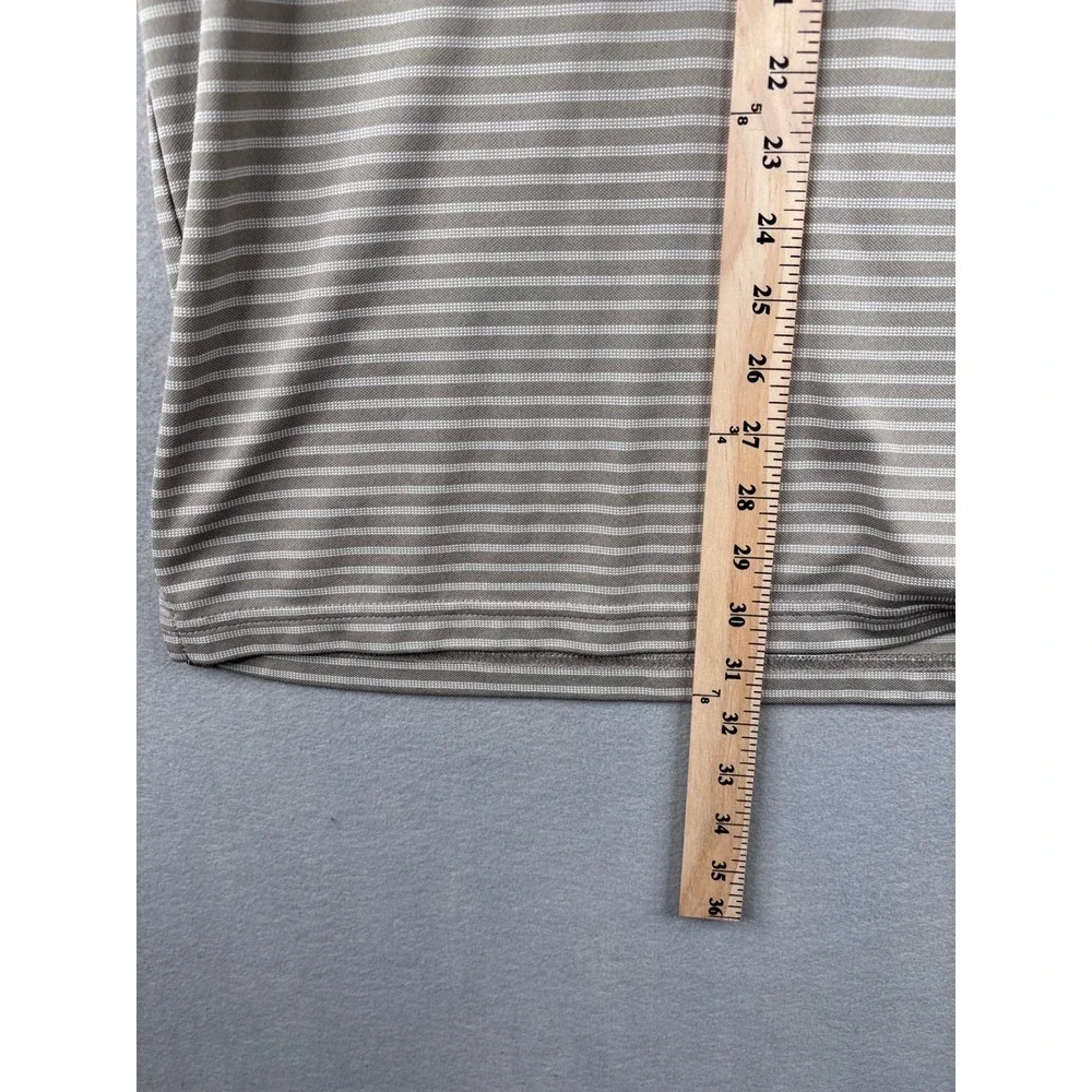Greg Norman Tasso Elba Five Iron Tan White Striped Golf Polo Shirt Mens XL